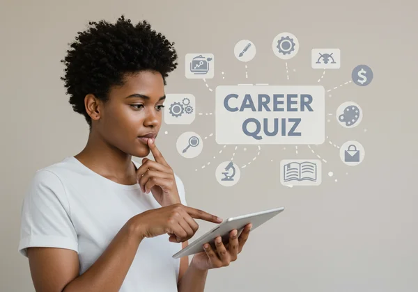 Person exploring career options with an online quiz
