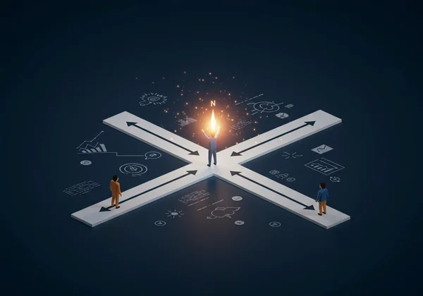 Person with compass, navigating career path options