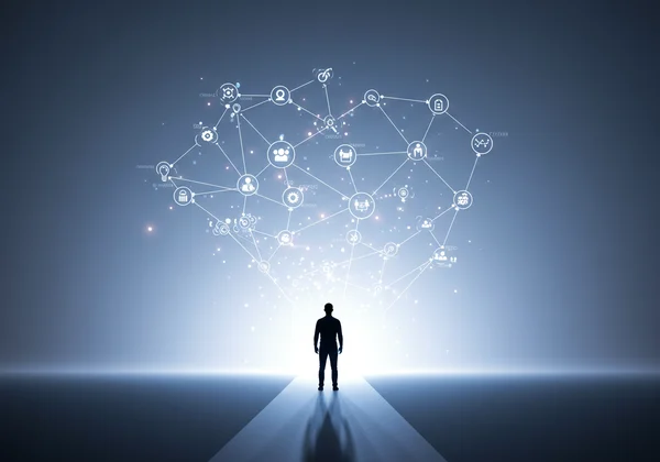 Person looking at a screen showing clear career paths.