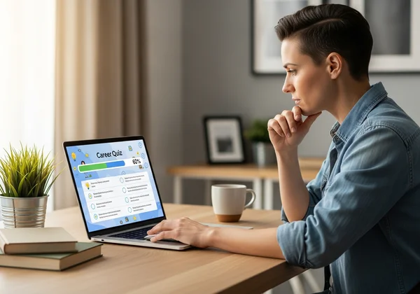 用户使用笔记本电脑进行职业测评的界面