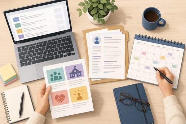 Job search map on a desk