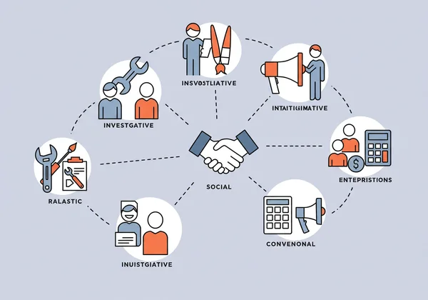 Abstract representation of personality types matching careers