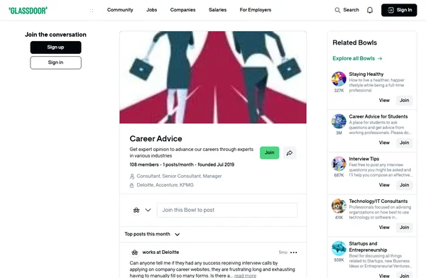 Форум карьерных советов Glassdoor
